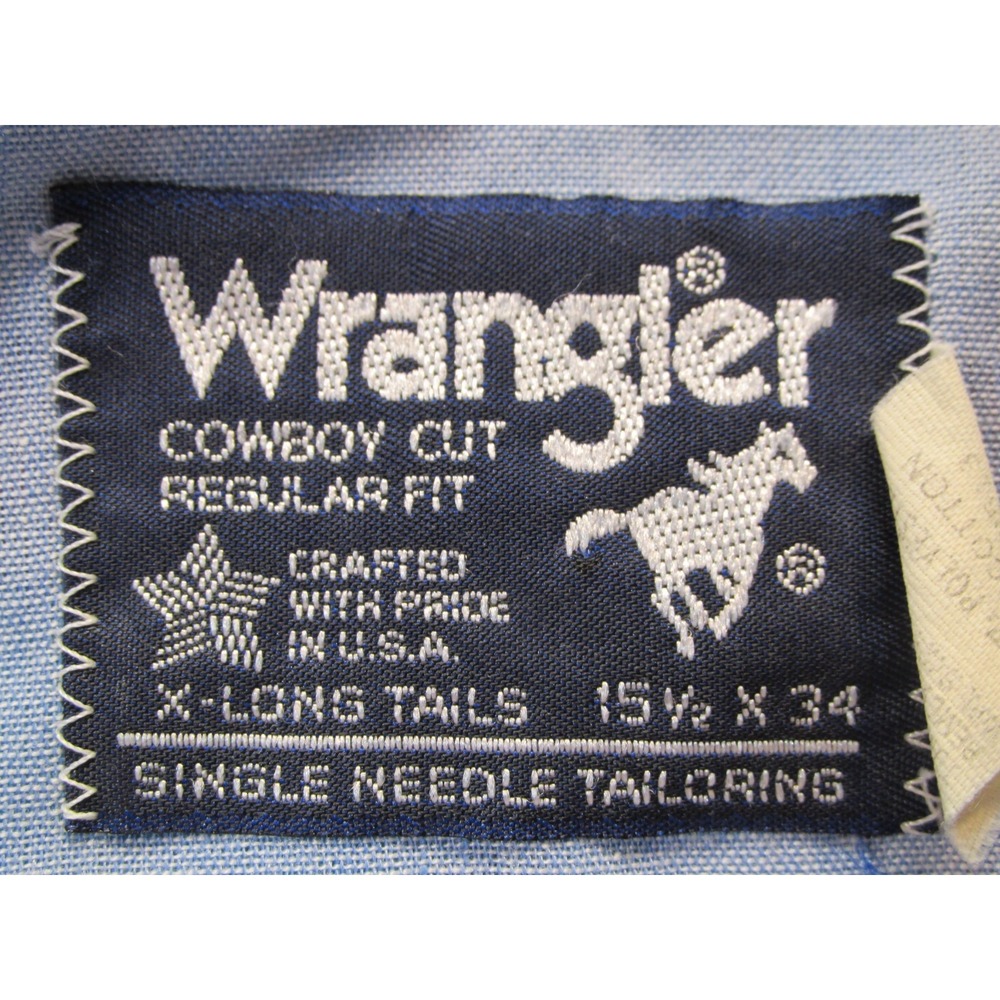 Wrangler Cowboy Cut Western Pearl Snap Shirt Mens 15.5x34 Blue Plaid Yoke VTG - Picture 8 of 16